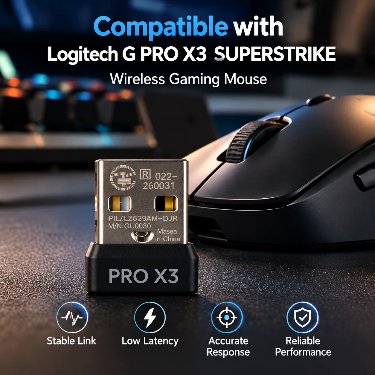 USB Logitech GPW5 Ultra Mouse Receiver 8000Hz, suitable for Logitech G PRO X3 SUPERSTRIKE Mouse Wireless Encryption Dog Adapter