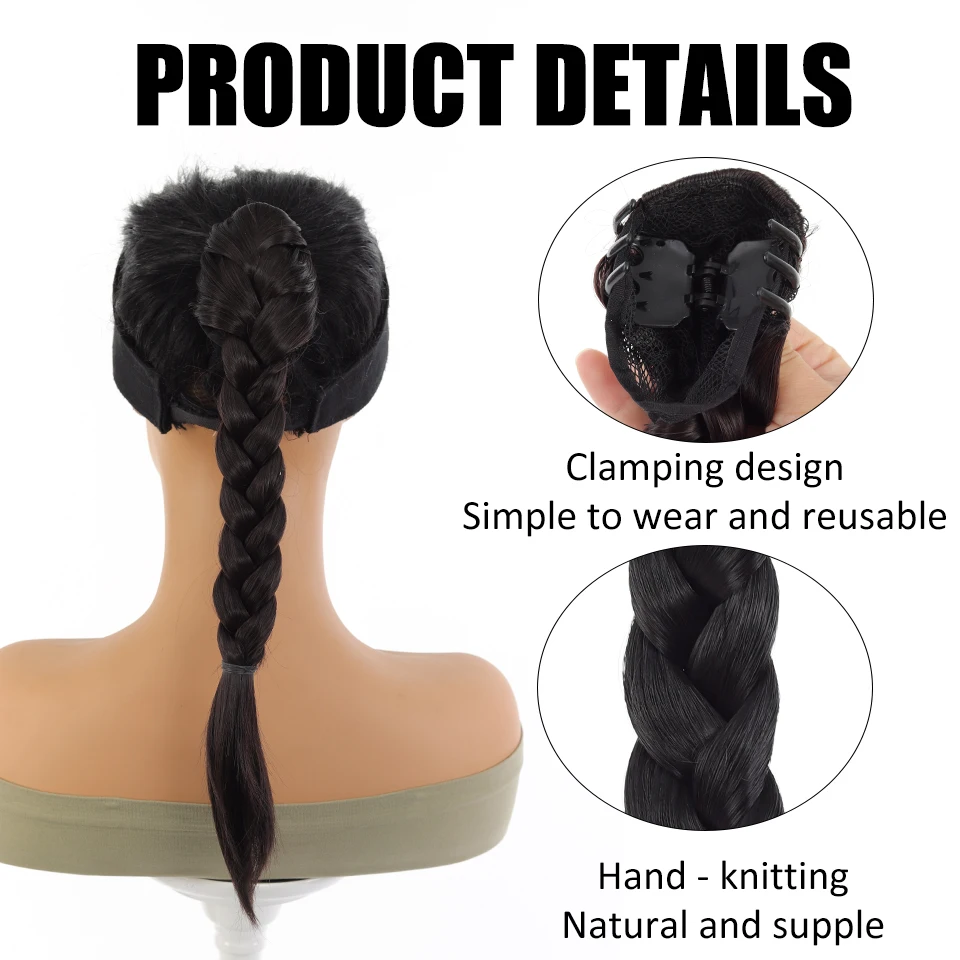 Synthetic Hair Braided Fishtail Fishbone Drawstring Ponytail Clip In Hair Extension Hairpiece for Daily Party Vacation Festival