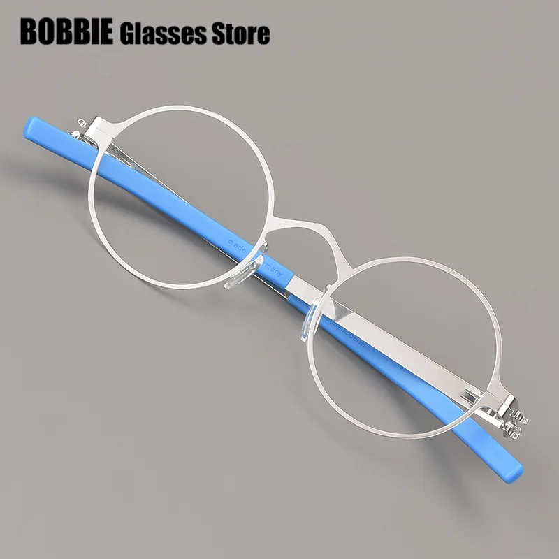 German Brand Design Glasses Frame Classic Round Screwless Men Women Eyeglasses Rim Thin Ultralight Prescription Eyewear Pluto