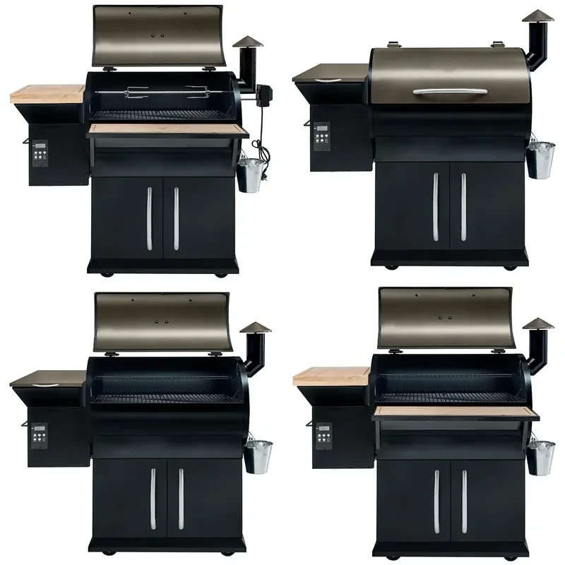 Smart Wood Pellet Grill for Home Villa Outdoor BBQ Smoker with Granular Carbon Smoke Function Compact Size