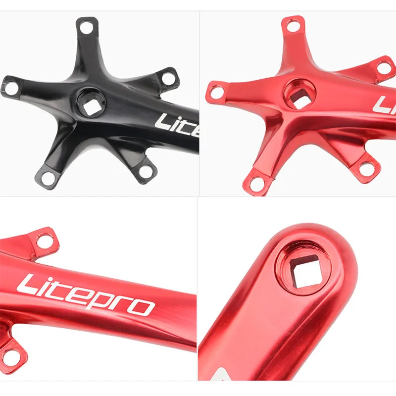 Litepro Folding Bicycle Crankset 130BCD Integrated Chainwheel Crankset Single Crank for Folding Bikes 45/47/53/56/58T Chainring