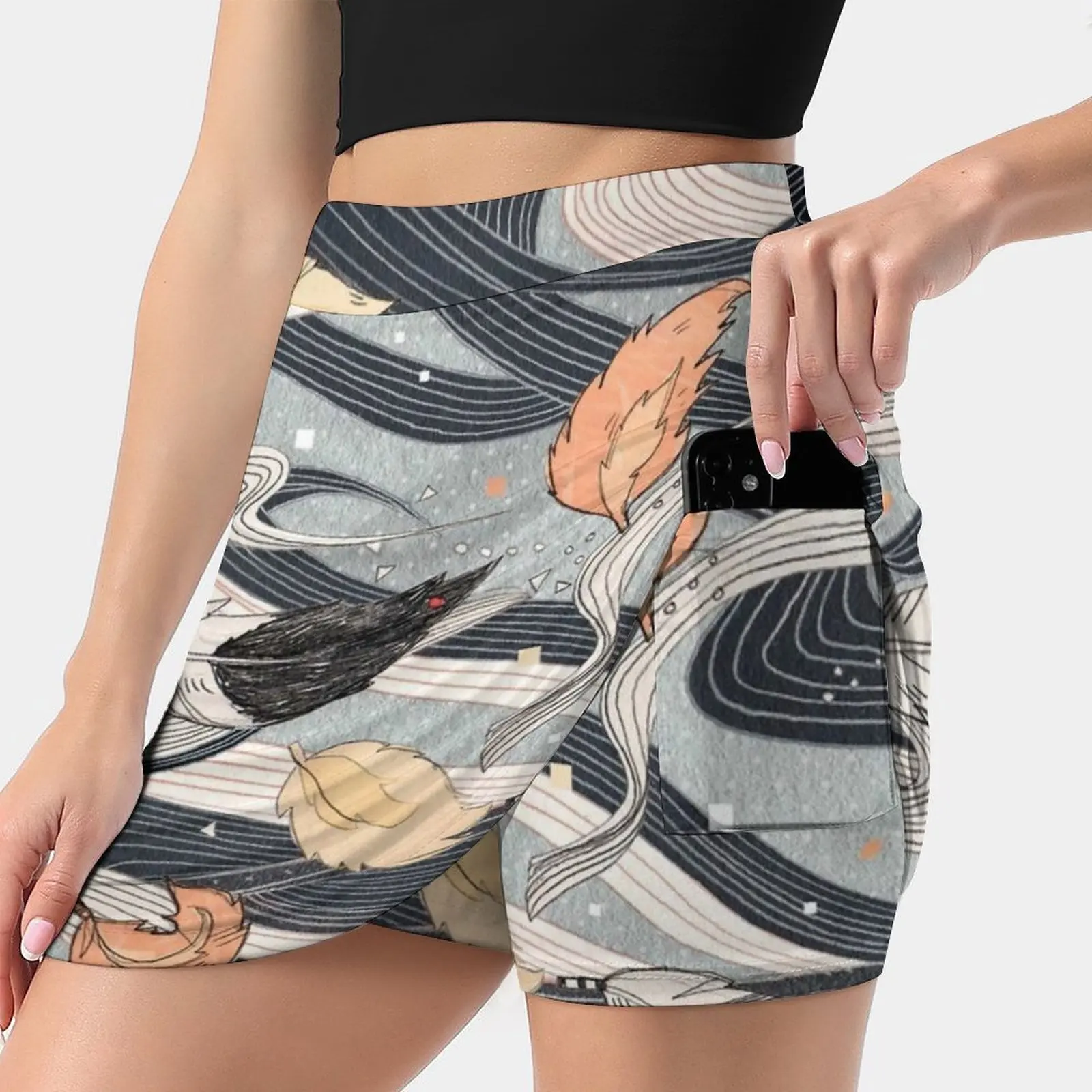 Magic Wind Vrouwen Rok Mini Rokken Een Lijn Rok Met Verbergen Pocket Magic Breeze Buffalo Bison Dier Illustrator Sandra