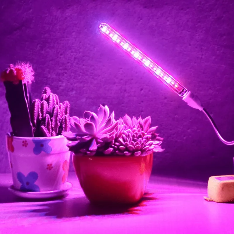 1pc 10W Led Grow Light USB Portable LED Plant Grow Light DC5V Full Spectrum Phyto Lamp 21 LEDs Rotation Flexible Light Indoor