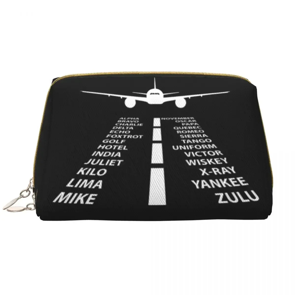 

Phonetic Alphabet Pilot Airplane Aviation Toiletry Bag Portable Aviator Air Fighter Makeup Cosmetic Organizer Beauty Storage