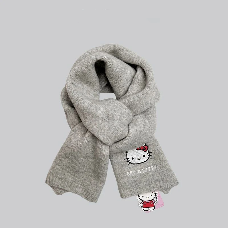 Bufanda japonesa de punto Sanrio, bufanda suave y gruesa de lana para otoño e invierno, bonita bufanda cálida para estudiantes, adultos, pareja, regalo de Navidad