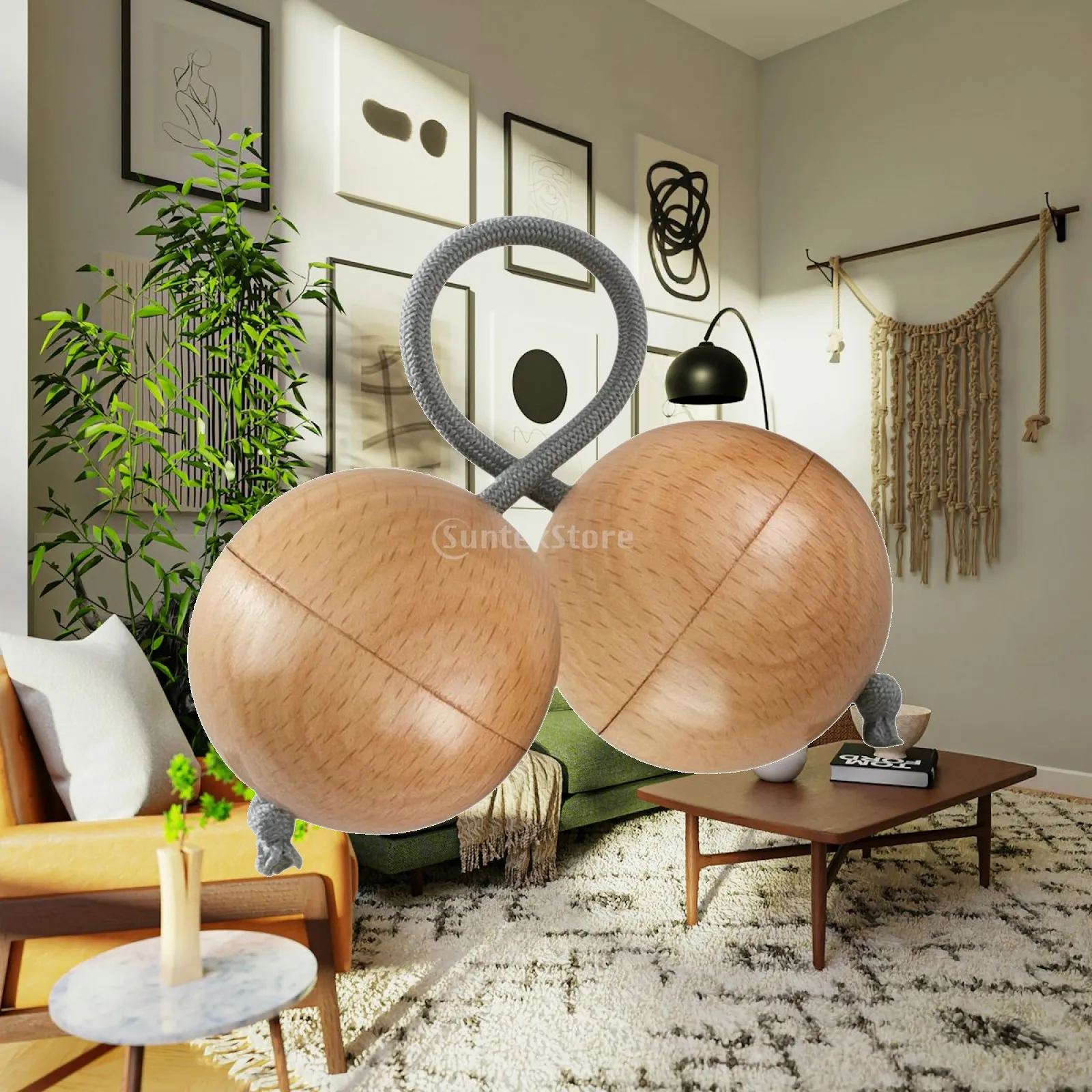 Wooden Hand Shaker Instrument Rhythm Percussion Ball for Music Tempo Practice Beech Sand Shaker for Adult Beginners