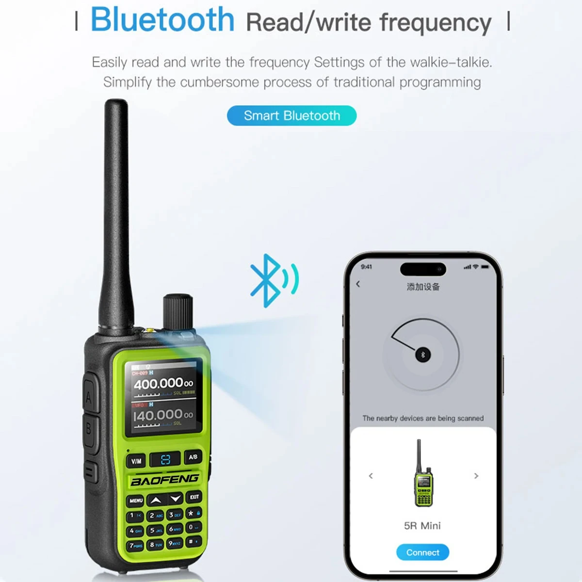 Baofeng 5R Mini Walkie Talkie Long Range Bluetooth Programming 5Watts Wireless Copy Frequency Ham Radio Camping Vhf Uhf Air Fm