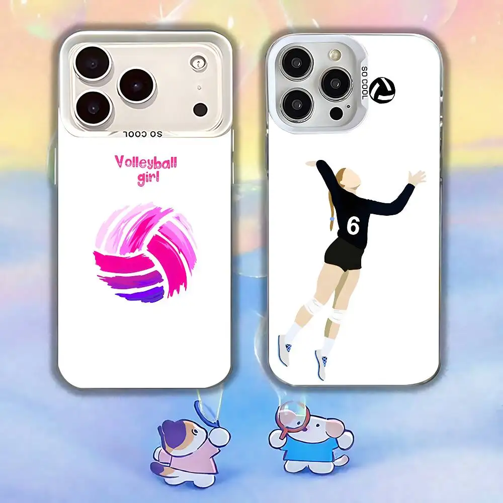 Painted Art Volleyball Phone Case For iPhone 17,16,15,14,13,12,11,Mini,Pro,E,MAX White Candy Matte Shockproof Cover
