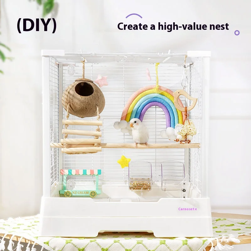 

Клетка для птиц Kano Cloud Dream Bird Cage акриловая прозрачная брызгозащищенная бытовая проволочная клетка с горизонтальной проволокой пион черный ветер тигр