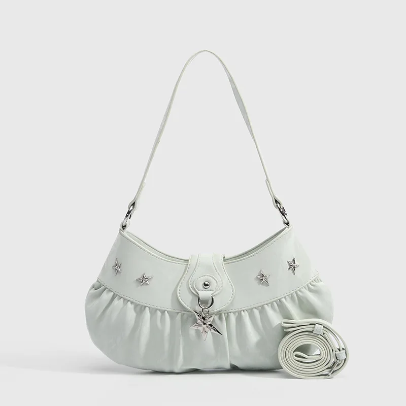 

Cross-border new product mint green underarm bag women's bohemian vacation style Spice Girl shoulder bag textured messenger bag