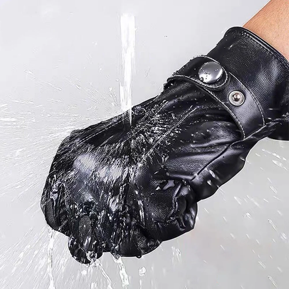 Guanti touch screen da uomo Guanti da equitazione con protezione in pelle PU Chiusura con bottone regolabile per campeggio Arrampicata Escursionismo Sport all'aria aperta