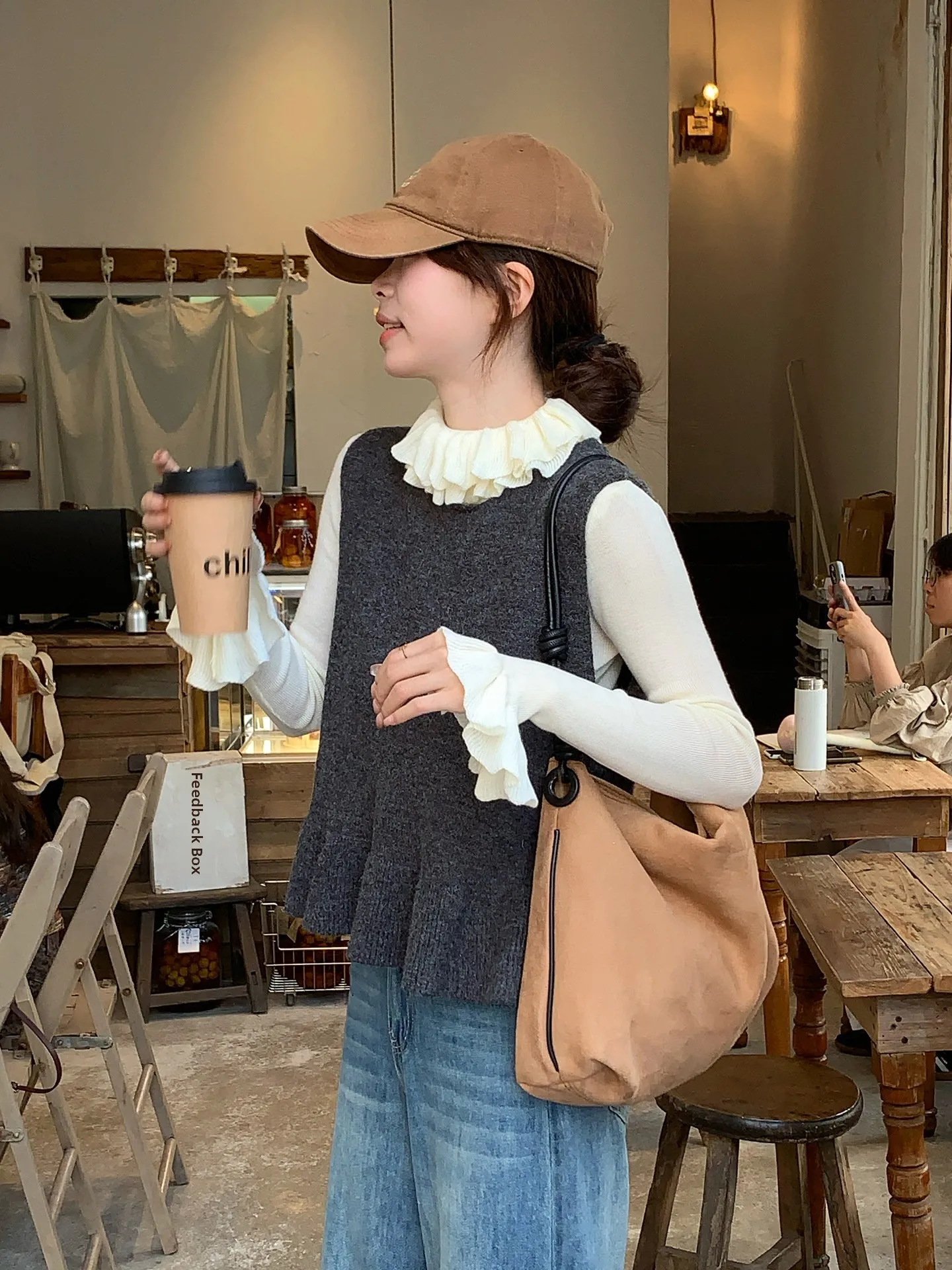 Gilet lavorato a maglia coreano Sle rotondo Ne Svel da donna Faion Layering Base irt Autunno Inverno Unico Super bello