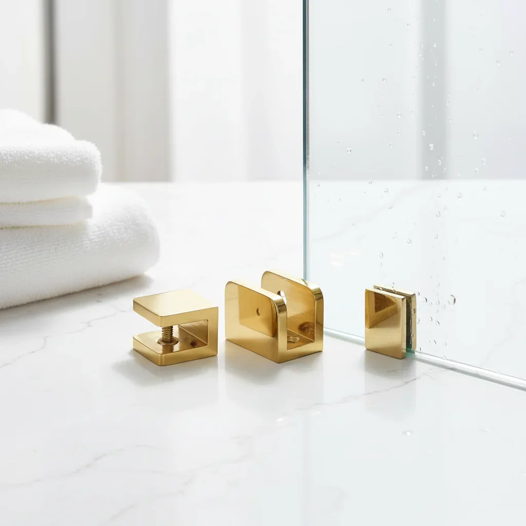 1Pc Sturdy Brass Glass Clamp Glass Clip For Bathroom Shelf Wine Cabinet Board Fixing Clamp Holder For Home Improvement Decor