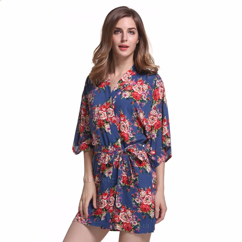 Wedding Dressing Gowns Bride Mini Robe Kimono Robe Sexy Bridal Party Robe Printed Bridesmaid Robe Bridal Shower Bathrobe Women