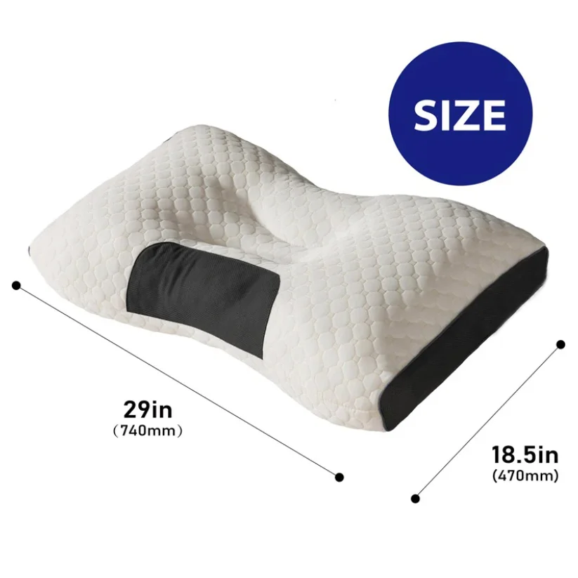 2pcs Massage Neck Pillows Adjustable Ergonomic Orthopedic Contour Support, High-Quality Pillow Core, All-Season Sleeping Comfort