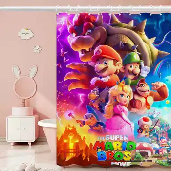 Anime film M-Mario 1ks sprchový závěs polyesterový vodotěsný sprchový závěs koupelnový závěs dekorace na závěs do koupelny příslušenství 10 nejlepší prodej Záclony Super Mario - №5