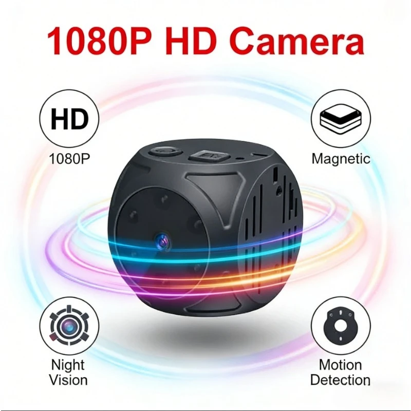 Microcámara 1080P HD Inteligente para el Hogar, con Visión Nocturna IR, Cámaras Invisibles, Detección de Movimiento, Grabadora de Video Secreta Portátil con Imán DV
