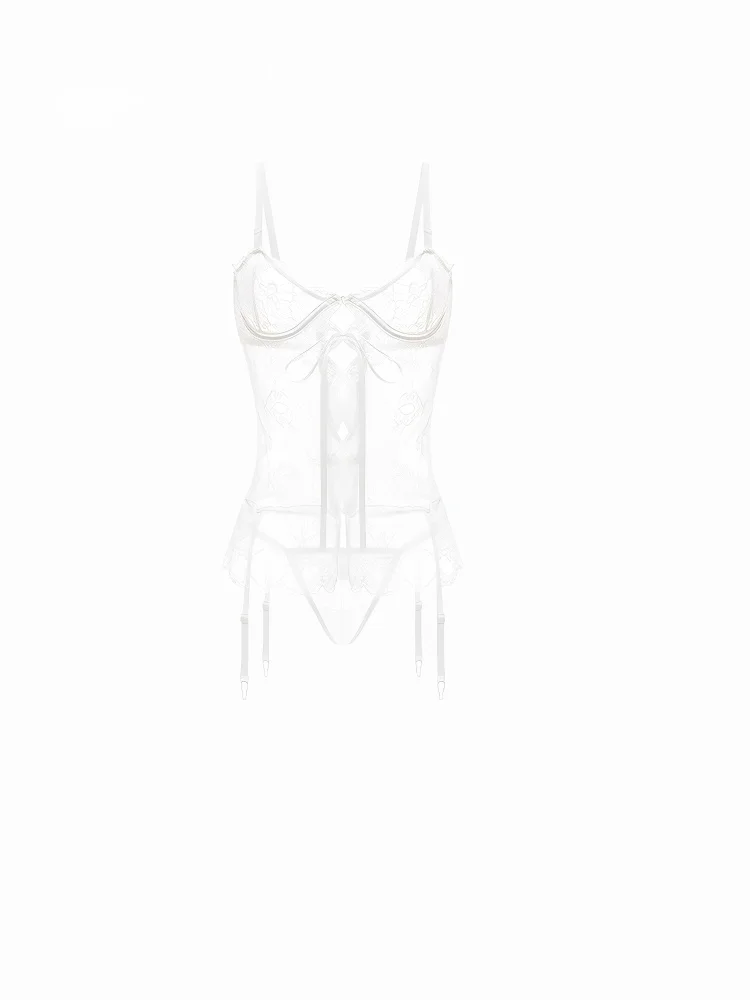

Original Design Sexy Bodysuit with Garter Belt Underwear Tight Fitting Pu up Steel Ring Braided Pure Desire Women's Clothing