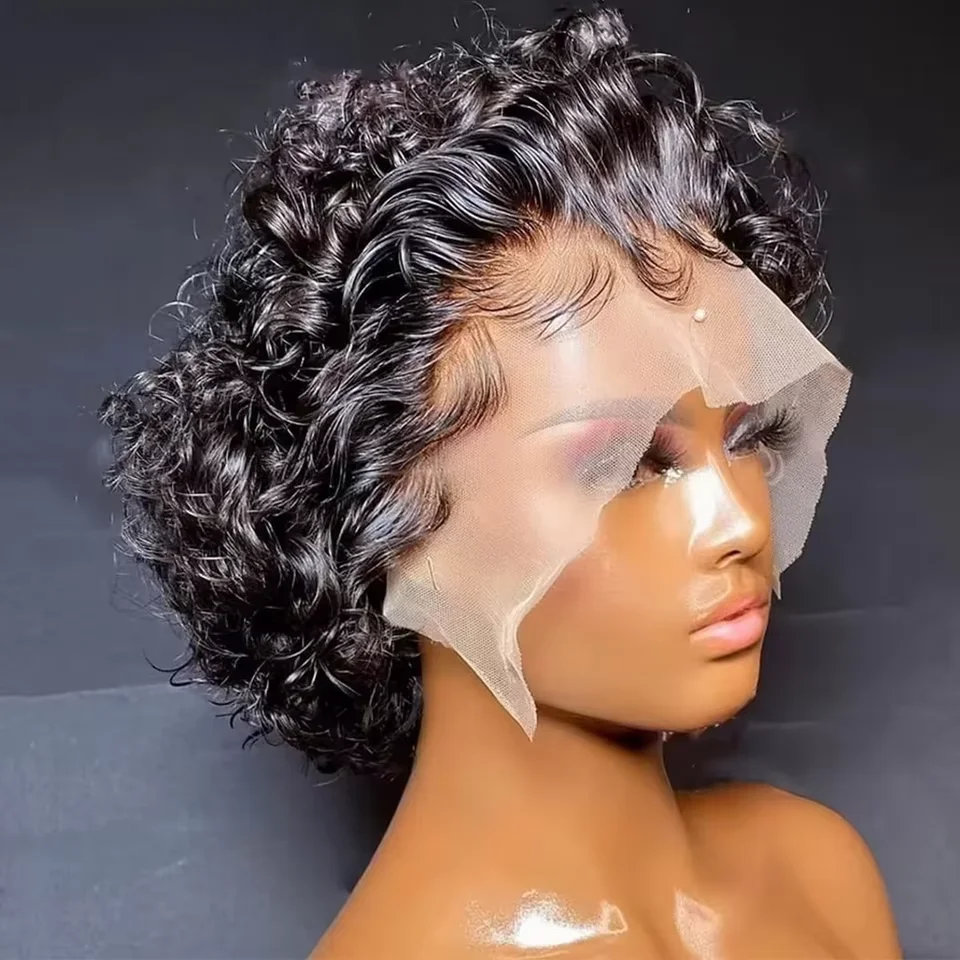 

Short Pixie Curly Cut Bob Wig Human Hair Deep Curly Water Bob Wig 100% Human Hair Wig 13x1 Lace Front Wigs Pre Plucked For Women