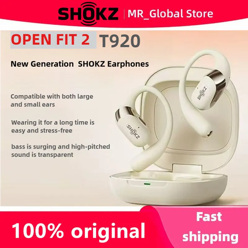 

Shokz OpenFit 2 T920 Открытые гарнитуры Подвесные беспроводные Bluetooth-наушники с технологией DualBoost AI Шумоподавление на заказ
