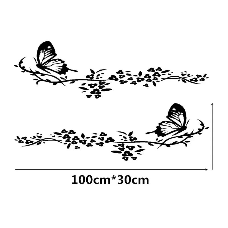 

1 пара больших модных персонализированных виниловых наклеек на дверь автомобиля с красивым дизайном в виде цветов и бабочек для внедорожников и автодомов