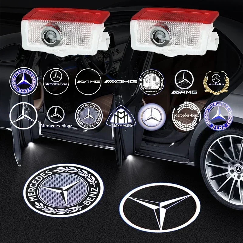 

2 шт. светодиодный логотип двери автомобиля Welcome Light Mercedes Benz AMG A C E GLC GLA GLE GLB Class W177 W205 W212 W213 X253 X156 W166 X247