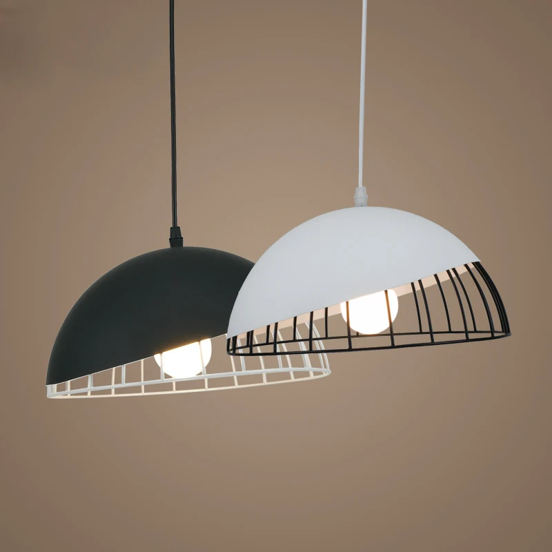 

GEW Modern Semi-Round Chandelier Macaron Color Nordic Style E27 Ceiling Pendant Light Metal Shade for Living Room Bedroom Cafe
