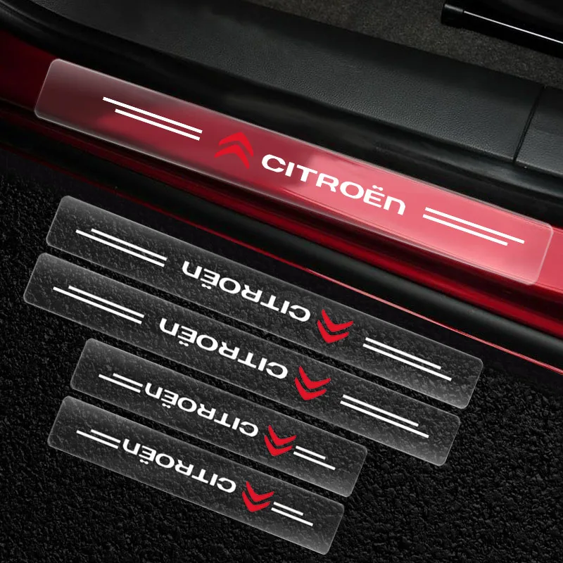 

4pcs Car threshold waterproof stickers transparent accessories For Citroen C1 C2 C3 C4 C5 C6 C5X E-C4 C-Crosser Cactus Berlingo