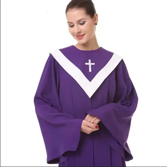 

Purple Christian Church Choir dress Woman Clergy Robes Poetry Hymn Clothing 1KG Gown