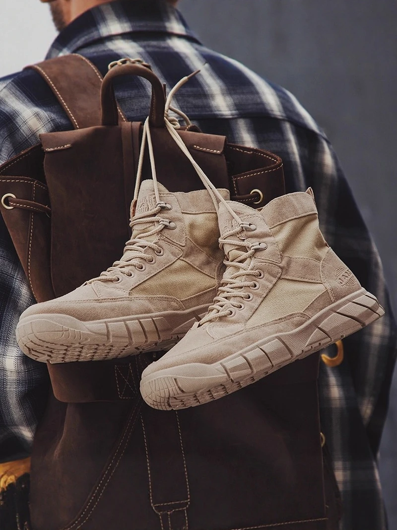 Men's Winter  Boots Anti-slip Wear-resistant Canvas Work Boots High-top Outdoor Sports Climbing Shoes Youth Trend PU Ma...