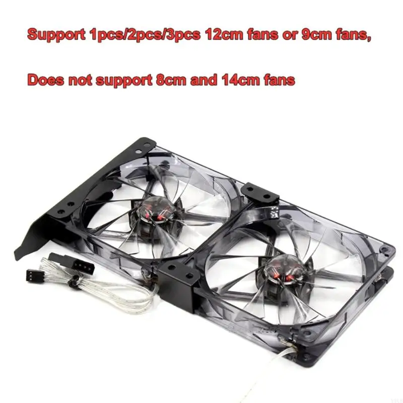 Y1UB 1-Pack 3 Fan Mount Rack PCI Slot Bracket for Video Card DIY Support 9cm/12cm Fan Computer Radiator Holder