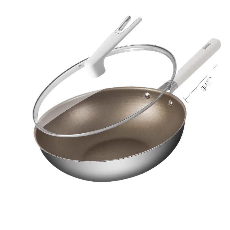 

*Wok Household Titanium Plated Wok Stainless Steel Titanium Pan Gas Induction Cooker cast iron