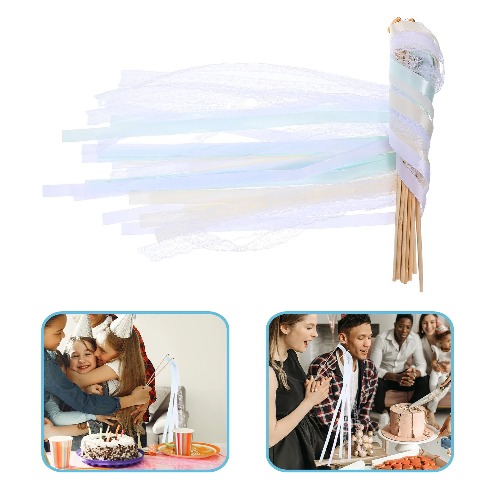 

20pcs Party Decoration Ribbon Dancer Wands With Bells Streamer Sticks For Birthday Festival Wedding Costume Cosplay Props