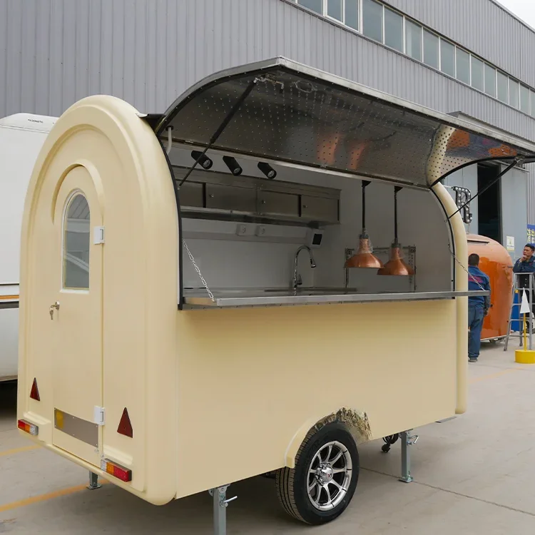 Street Camping Mobile Kitchen Quick Mini Ice Cream Hot Dog Coffee Bar Cart with Grill/Wheels Food Trailer Supplier Food Cart