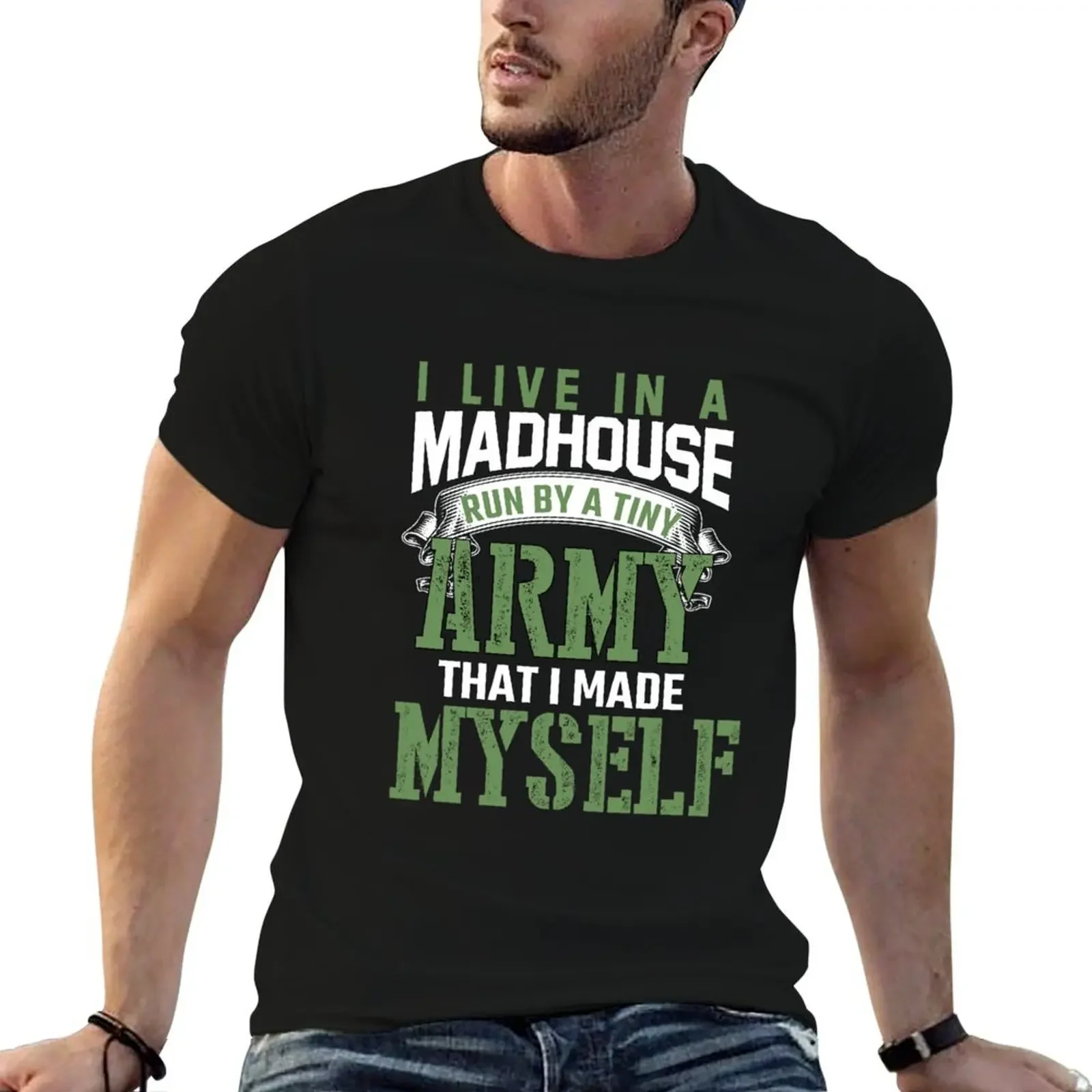 I Live in a Madhouse Funny & Cool Mom T-Shirt anime shirt Luxury man customs mens graphic t-shirts hip hop