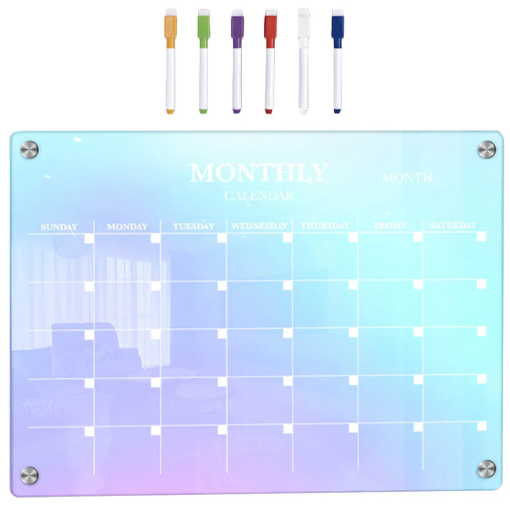 1Set Acrylic Magnetic Monthly Planner for Fridge Dry Erase Calendar Whiteboard Schedule Board Home Office School Decorative