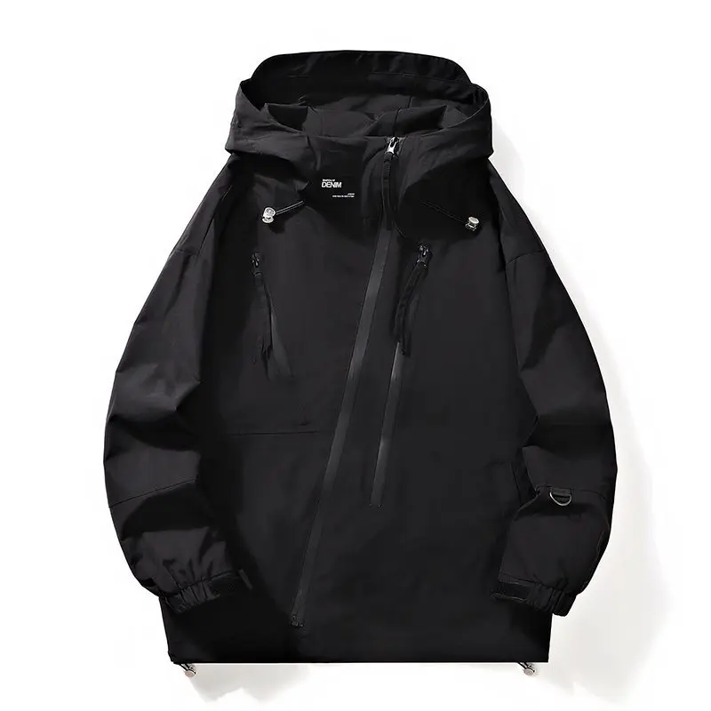 

Мужская демисезонная тонкая спортивная куртка свободного кроя, ветрозащитная, водонепроницаемая, с капюшоном, с длинными рукавами, без бренда, зарегистрированная торговая марка