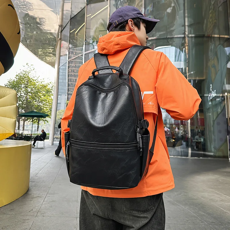 

Fashion Backpacks for Men 2025 Large Laptop Computer Backpack Korean Pu Leather Back Pack Sports Bagpack Unisex Schoolbag