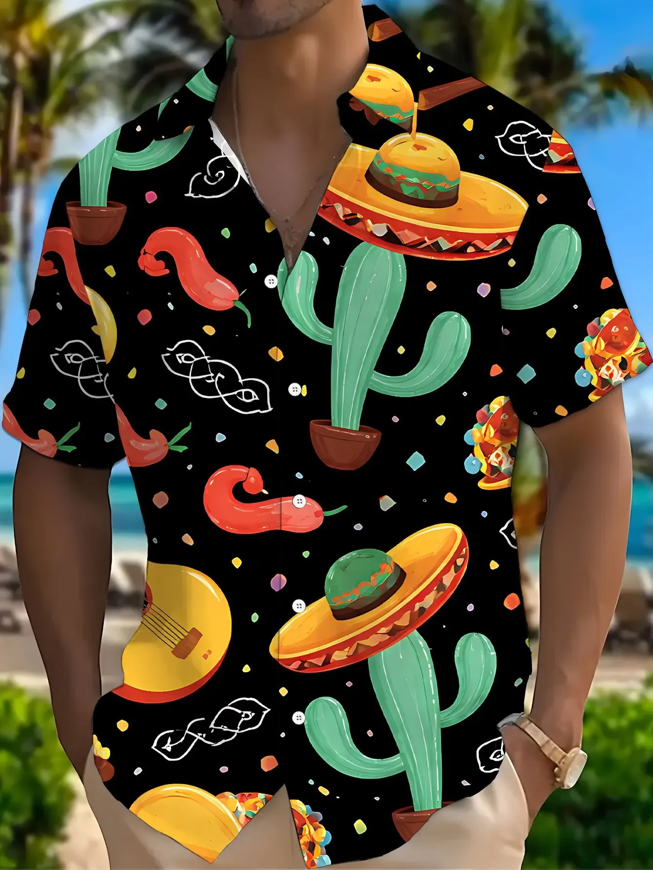 

Men's Fashion Breathable Summer ShirtMan Women Short Sleeve Hawaiian Style Casual Print Beach Party Outfit Tops