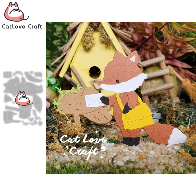 Catlove Send letter Fox Animal Metal Cutting Dies Scrapbooking Stencil Die Cut Card Making DIY Craft Embossing New Dies For 2022