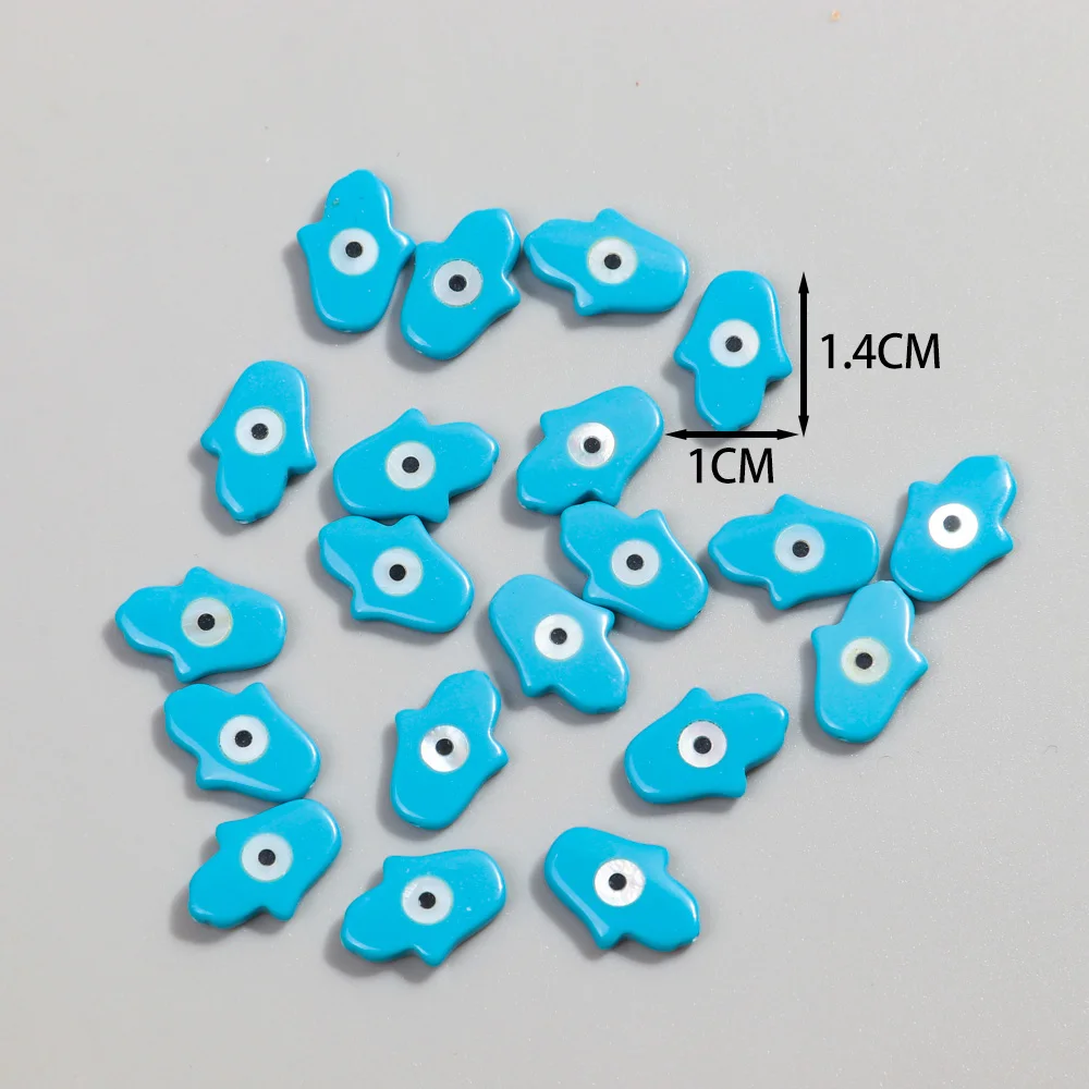 10Pcs/lot 10x14mm Blue Fatima's Hand Shape Natural Mother of Pearl Evil Eye Beads for Women Making DIY Jewelry Necklace Bracelet