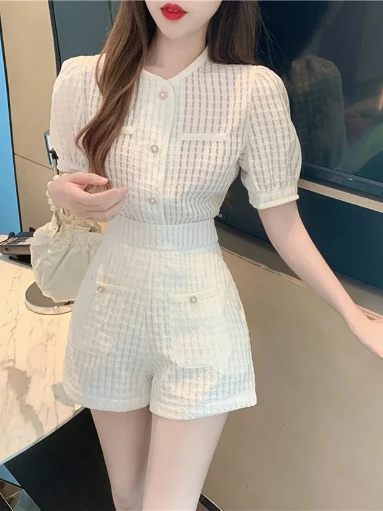 Nieuw in de zomer korte sets voor dames Koreaanse stijl mode top en shorts met korte mouwen 2-delige set outfitpak met shorts voor dames