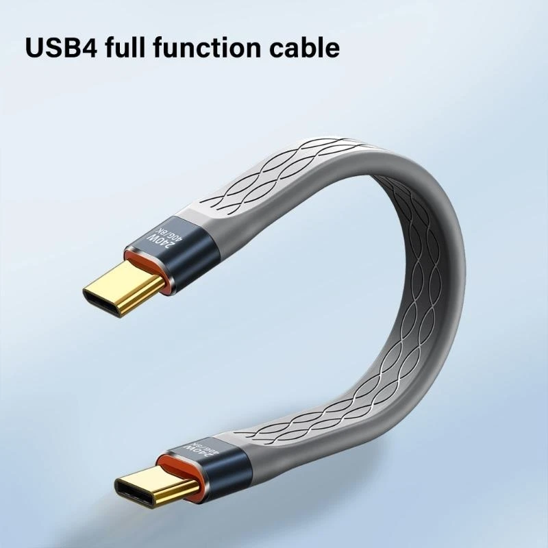 Kurzes USB4 -Kabel 5 -Zoll -Flachkabel 40 Gbit / s Geschwindigkeit 240W Stromversorgung für Telefone .066a