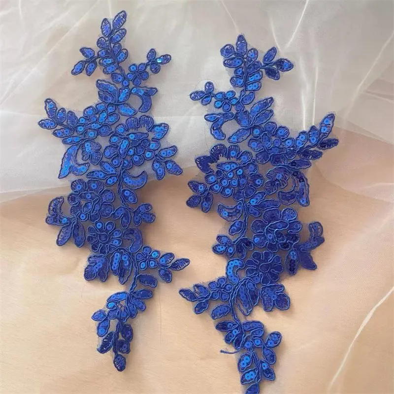 20 Stück/10 Paare. 17 Farben Spitzenborte mit glänzenden Pailletten und verspiegelten Blumen. Hochzeitskleid, Hochzeitsschuhe, Kopfschmuck, DIY-Nähzubehör. – Detail 12