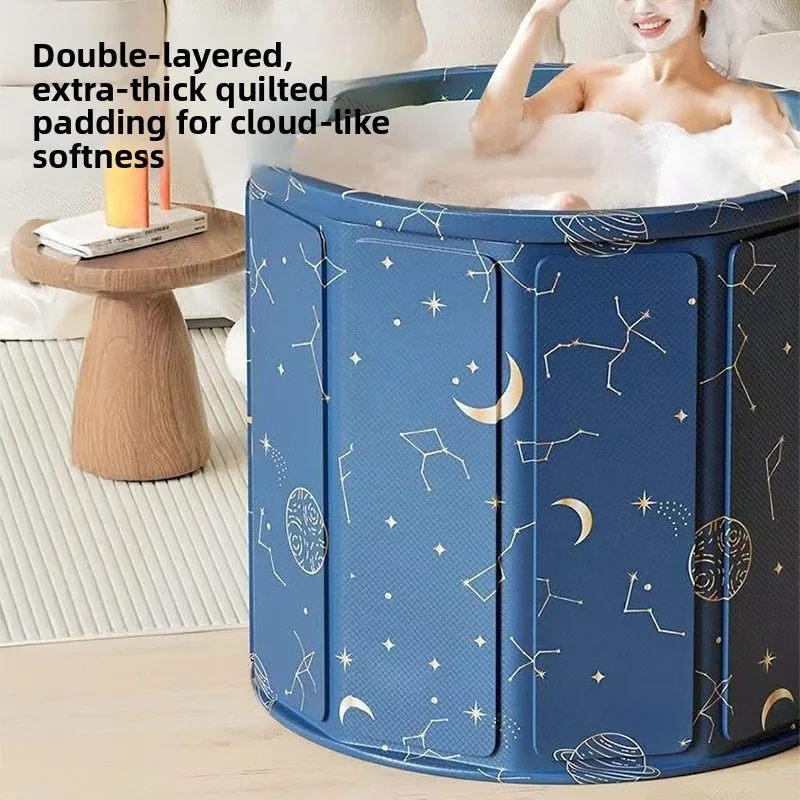 Thickened Folding Bathing Bucket Portable Freestanding Spa Tub For Adults Kids Full Body Shower Basin Winter Soaking Plunge Pool