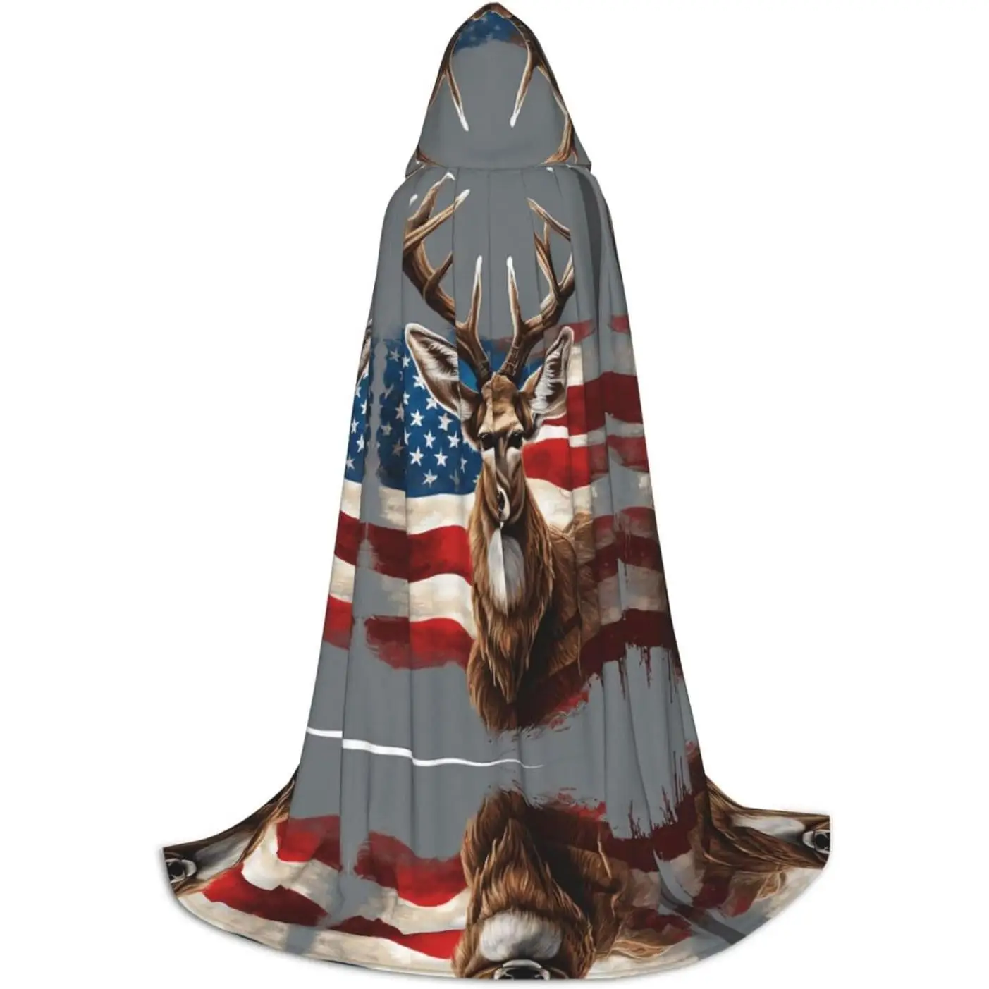 

Flag Deer Printed Hooded Cape For Teenagers Youth Hooded Cape Polyester Spandex Soft Blend for Halloween Parties