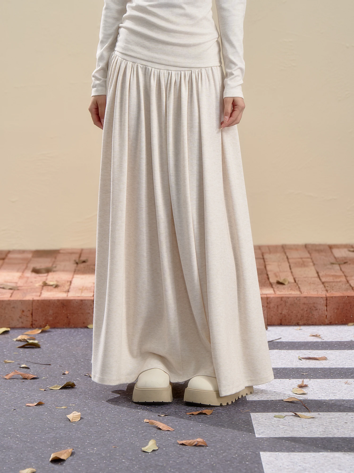 

Драпированная юбка-миди трапециевидной формы с высокой талией, женская цветная повседневная длинная юбка Lazy Sle, брендовая смесь полиэфирного волокна INSLIISA