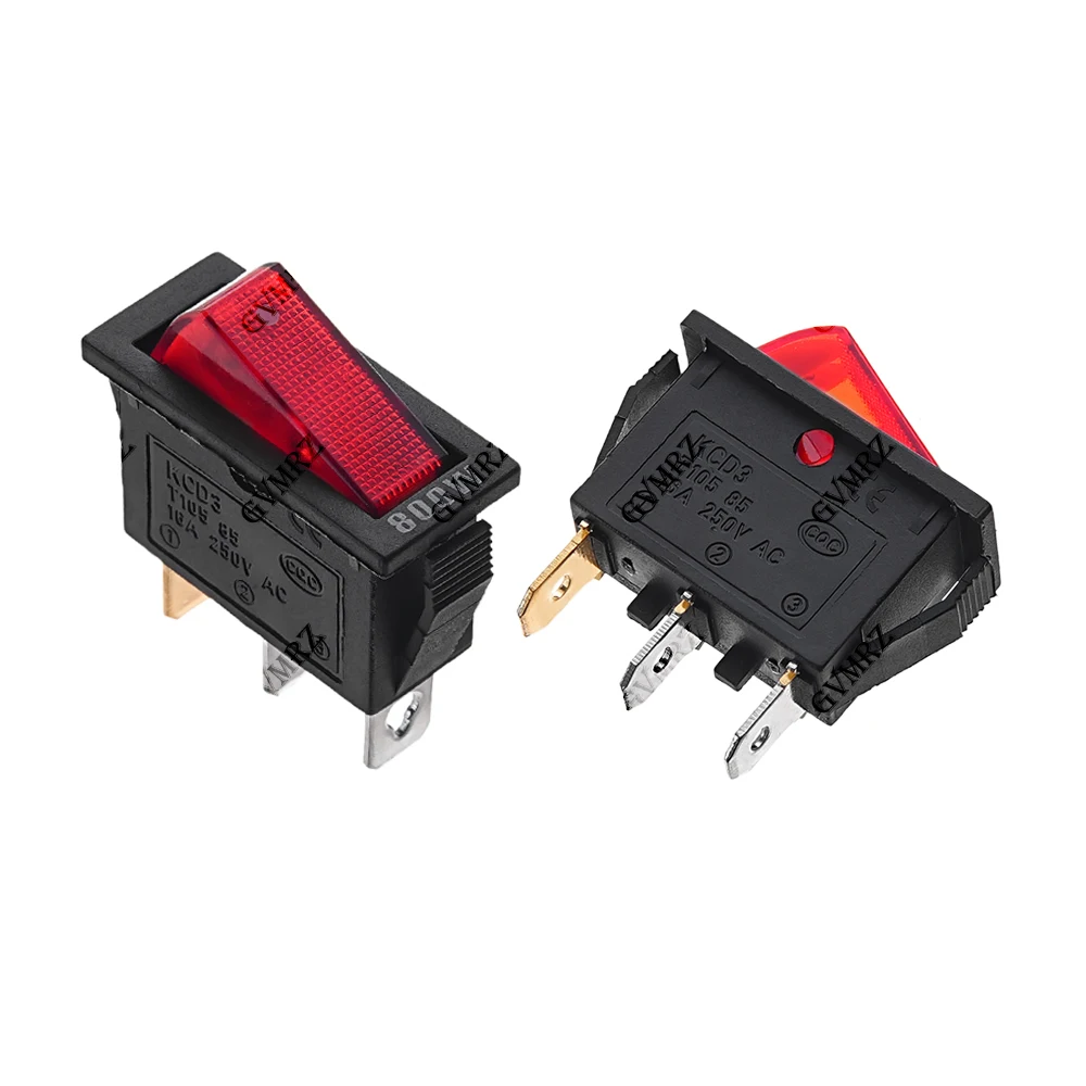 1PCS 16A 250V / 20A 125V AC KCD3 Rocker Switch ON-OFF-ON 2 Position 3Pins Electrical equipment With Light Power Switch ON-OFF