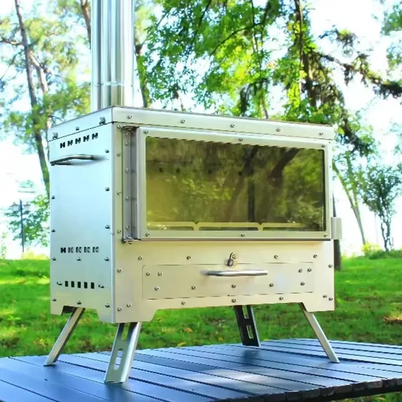 2026 Outdoor Camping 304 Stainless Steel Firewood Stove Portable Oven Multifunctional Picnic Heating Camping Stove