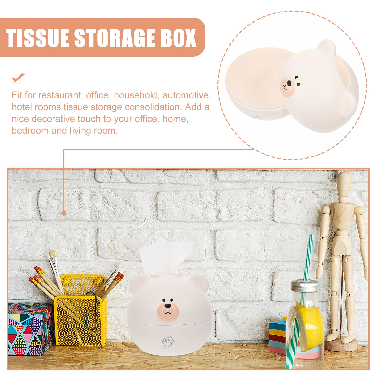 

Tissue Box Exquisite Workmanship Holder Nordic Cartoon Bear Napkin Storage Container